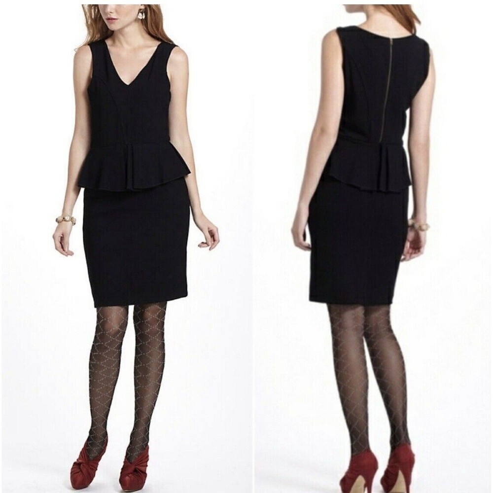 Anthropologie Ganni Black Sleeveless Peplum Dress‎ Miss Marple Dress size S